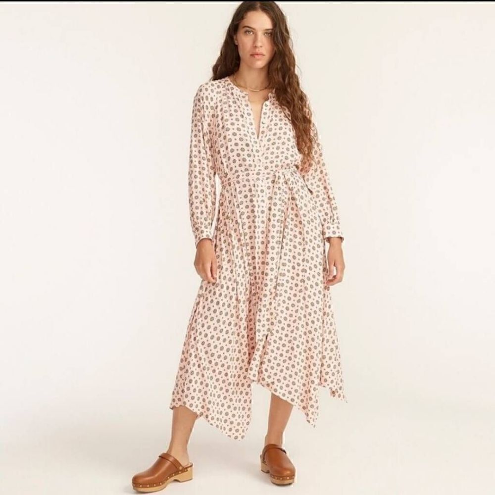 J. Crew handkerchief hem shirt dress medallion print M